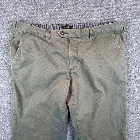 Ted Baker London Sladrid Khaki Mens 38R Green Textured Chino Slim Fit Pants - Picture 2 of 11